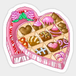 Pixel Pink Box Of Chocolates Sticker